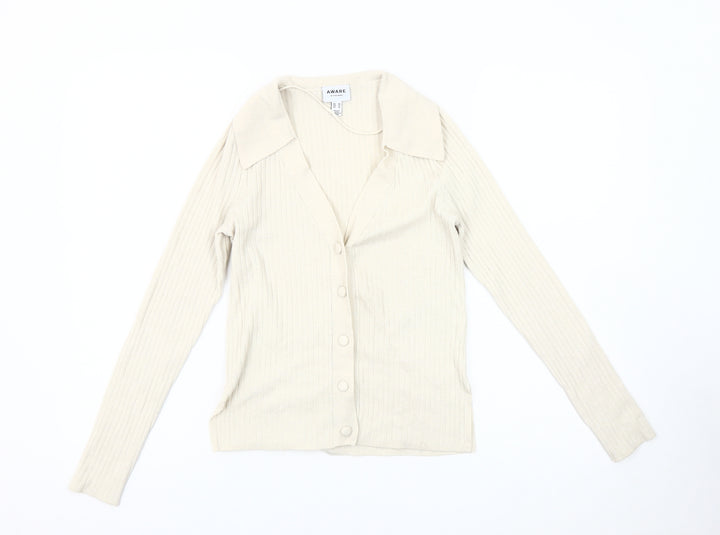 Vero Moda Women's Ivory Cardigan XS Collared Knit