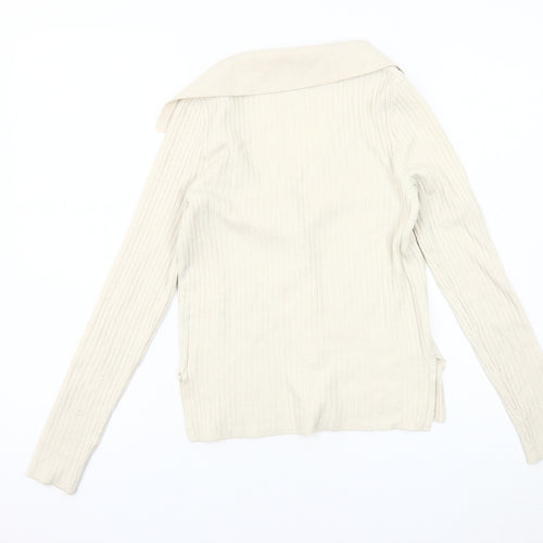 Vero Moda Women's Ivory Cardigan XS Collared Knit