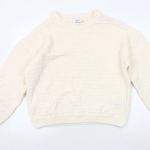B.Young Women's Ivory Waffle-Knit Pullover Jumper