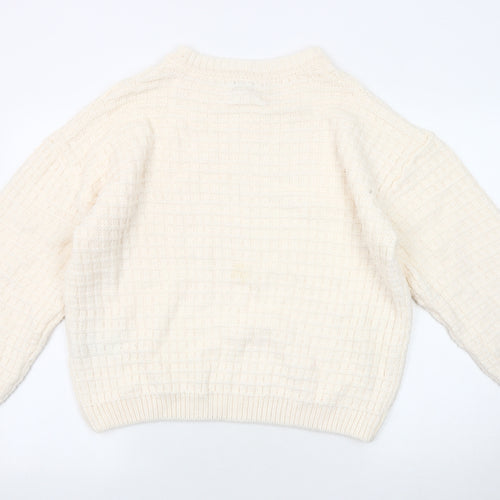 B.Young Women's Ivory Waffle-Knit Pullover Jumper