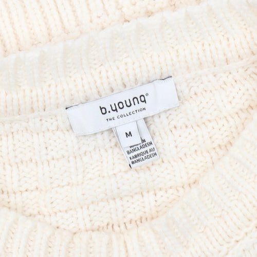 B.Young Women's Ivory Waffle-Knit Pullover Jumper
