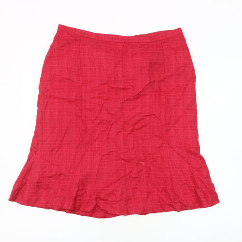 Next Women's Red Pencil Skirt Size 16 Lined Button Zip