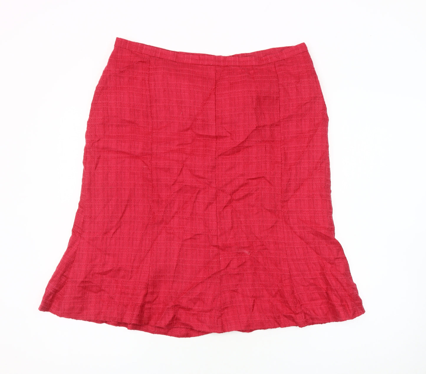 Next Women's Red Pencil Skirt Size 16 Lined Button Zip