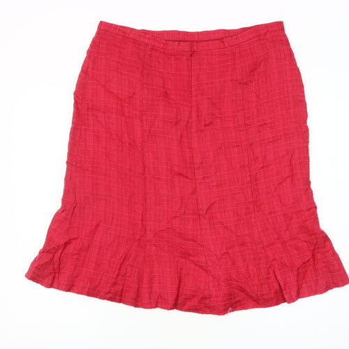 Next Women's Red Pencil Skirt Size 16 Lined Button Zip
