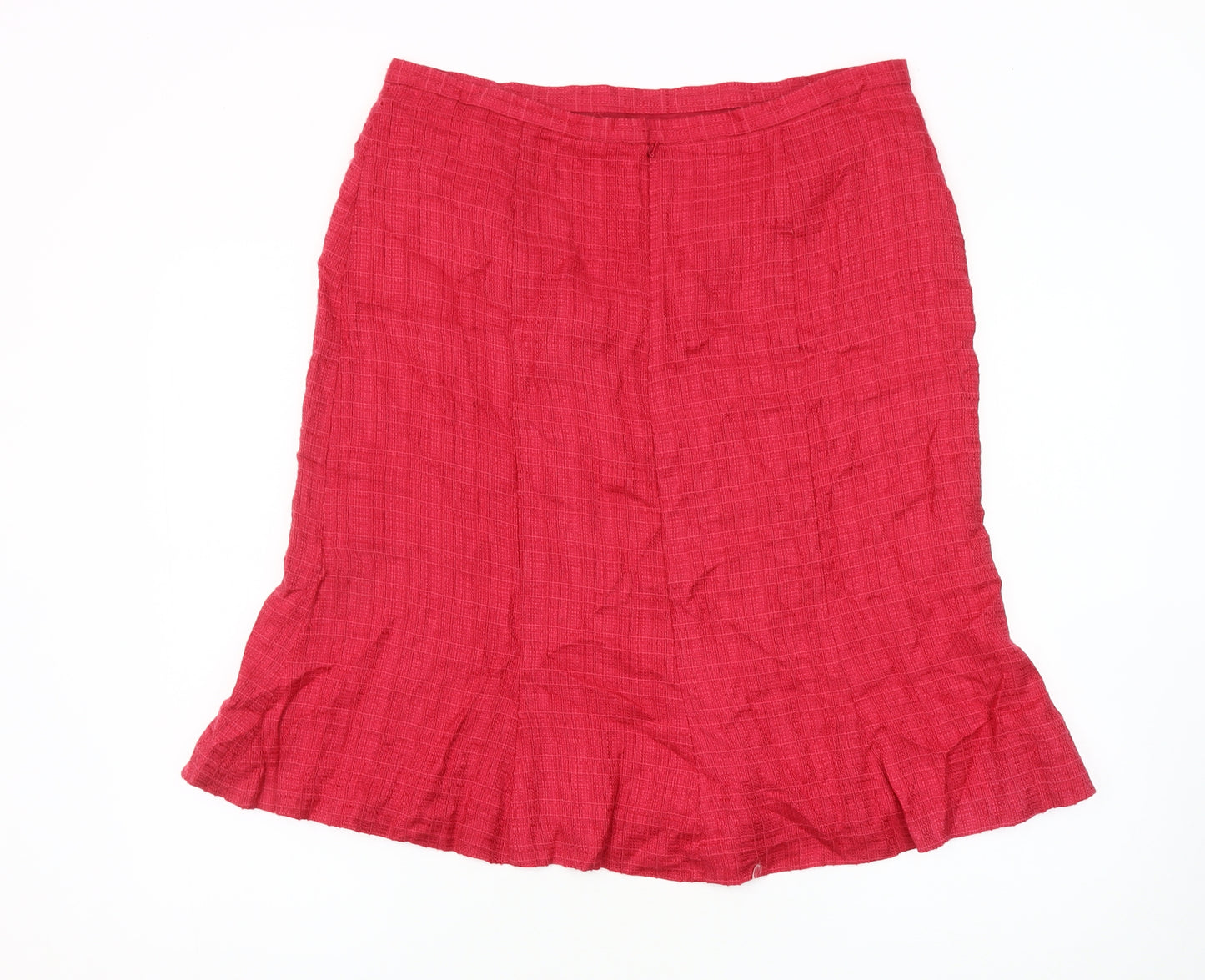 Next Women's Red Pencil Skirt Size 16 Lined Button Zip