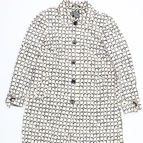 Debenhams Women's Black and White Overcoat, Size 10