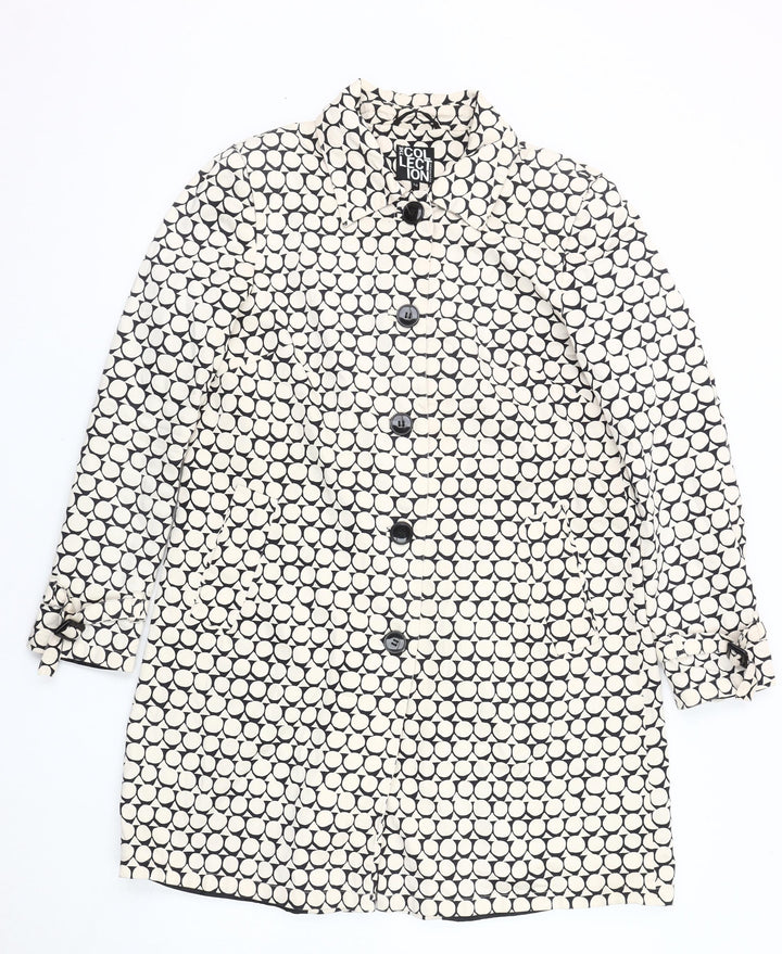 Debenhams Women's Black and White Overcoat, Size 10