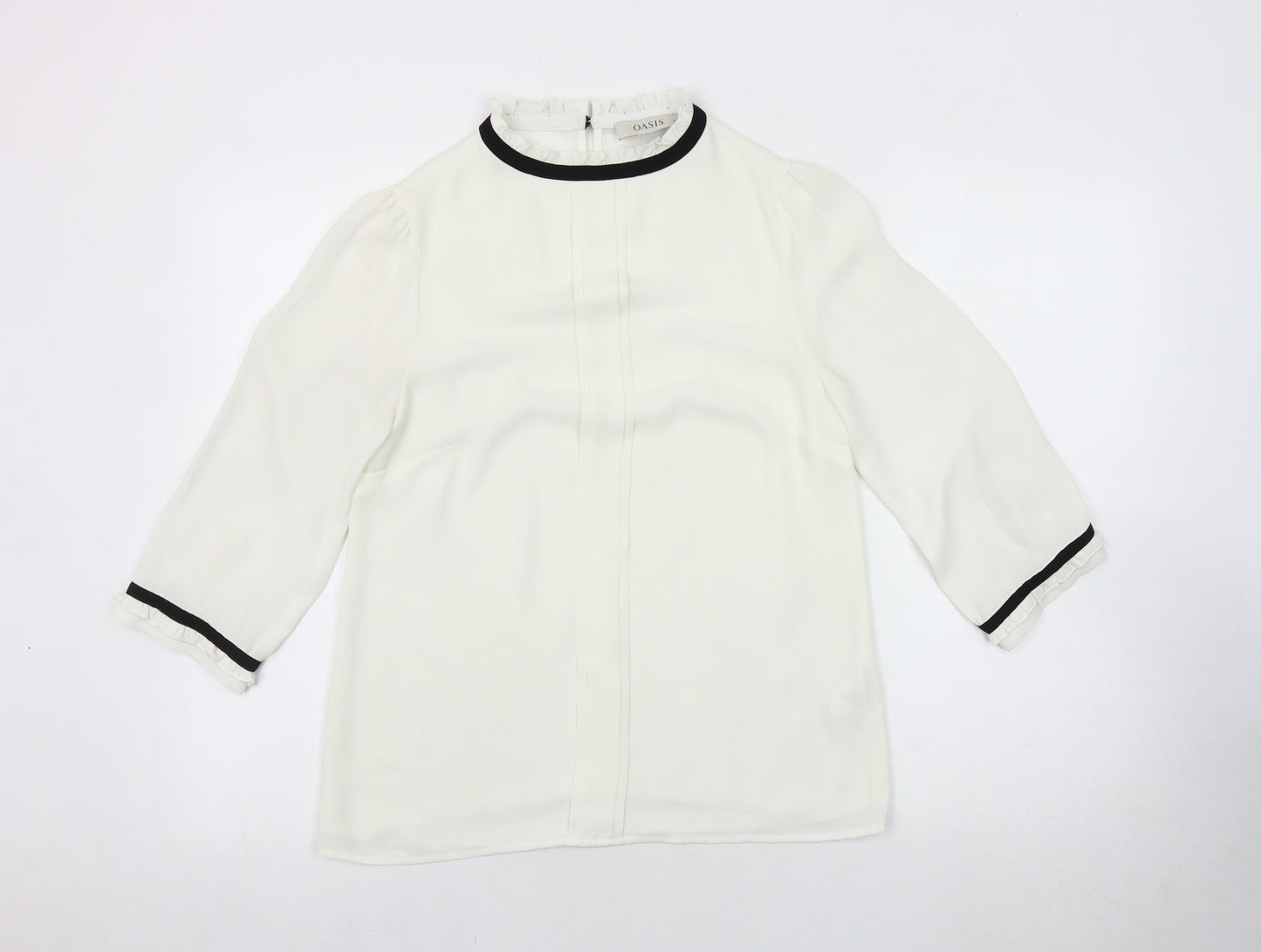 Oasis Women Ivory High Neck Blouse Size 8