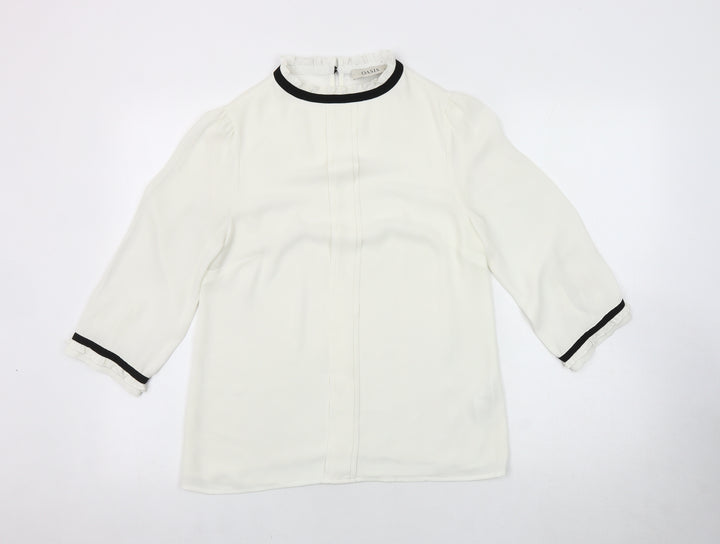 Oasis Women Ivory High Neck Blouse Size 8
