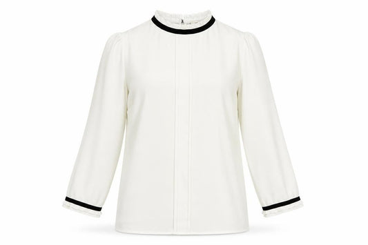 Front view of Oasis Women Ivory High Neck Blouse, size 8