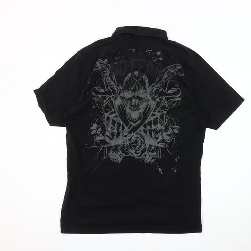 No Fear Men's Black Graphic Polo L Gothic Style