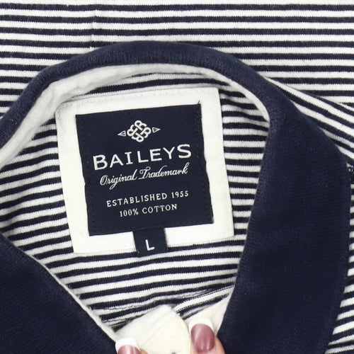 Baileys Men’s Black Striped Polo Shirt Size L