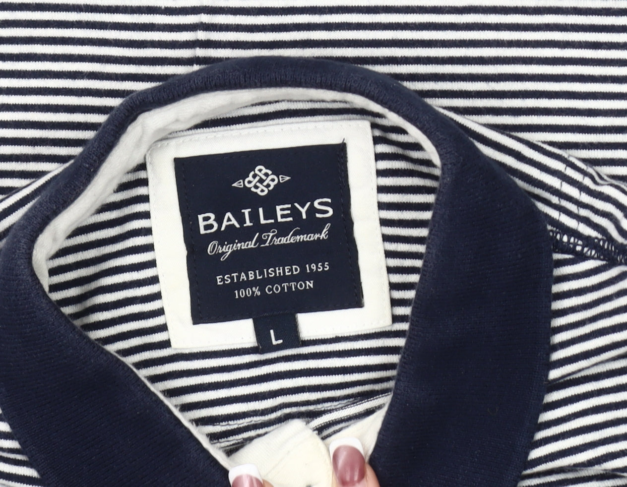 Baileys Men’s Black Striped Polo Shirt Size L