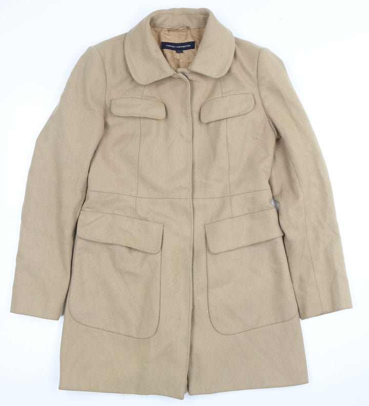 French Connection Women's Beige Wool Overcoat Size 4