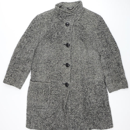 Basler Womens Grey Herringbone Overcoat Size 14