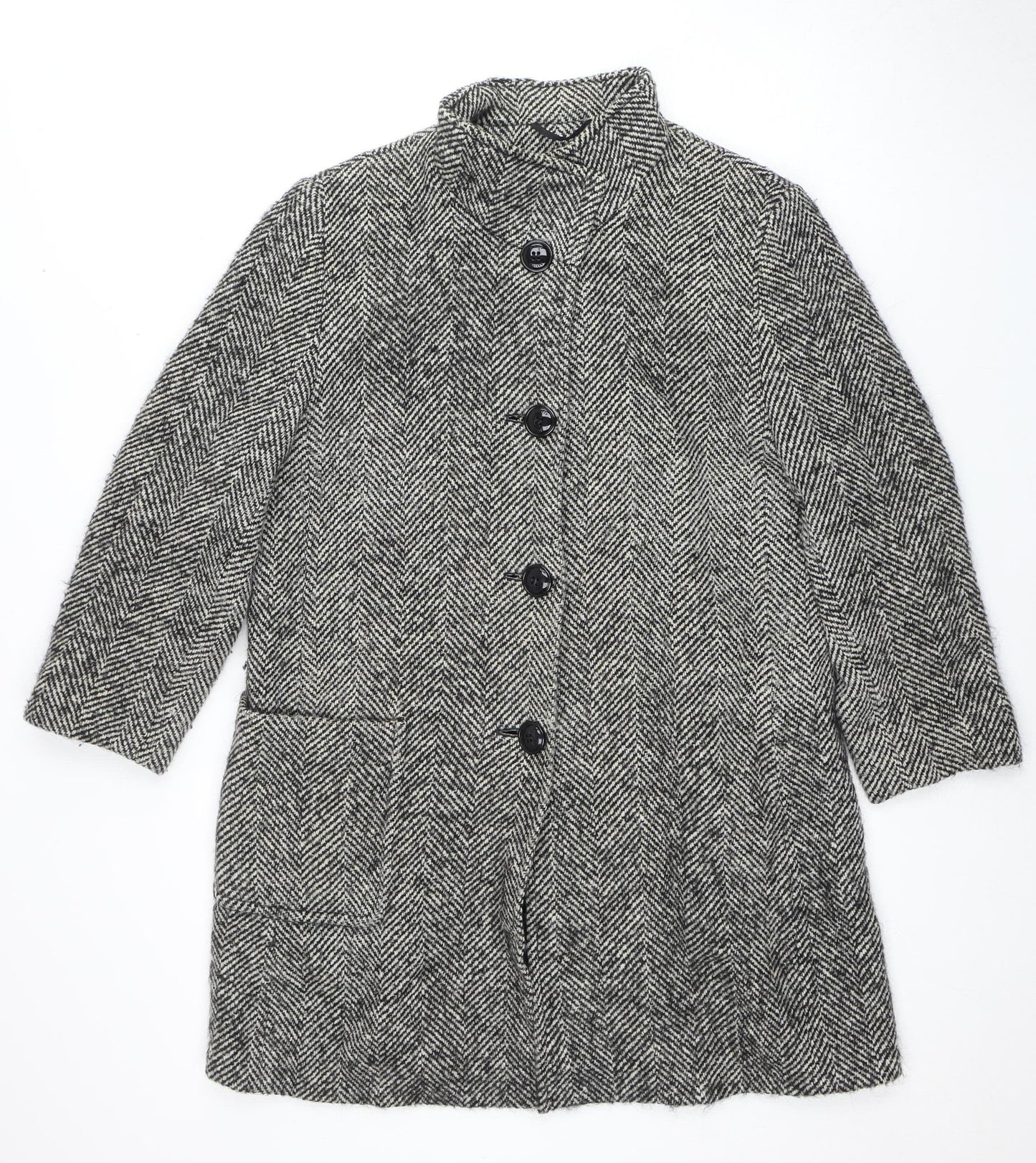 Basler Womens Grey Herringbone Overcoat Size 14