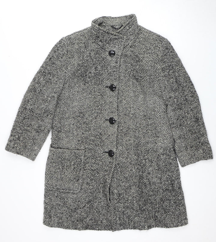 Basler Womens Grey Herringbone Overcoat Size 14