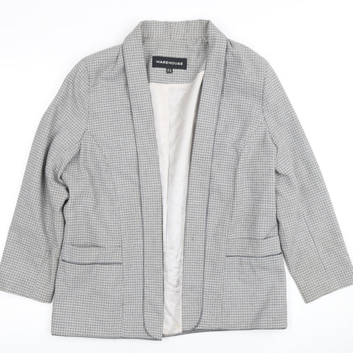 Warehouse Women's Grey Geometric Blazer Size 14
