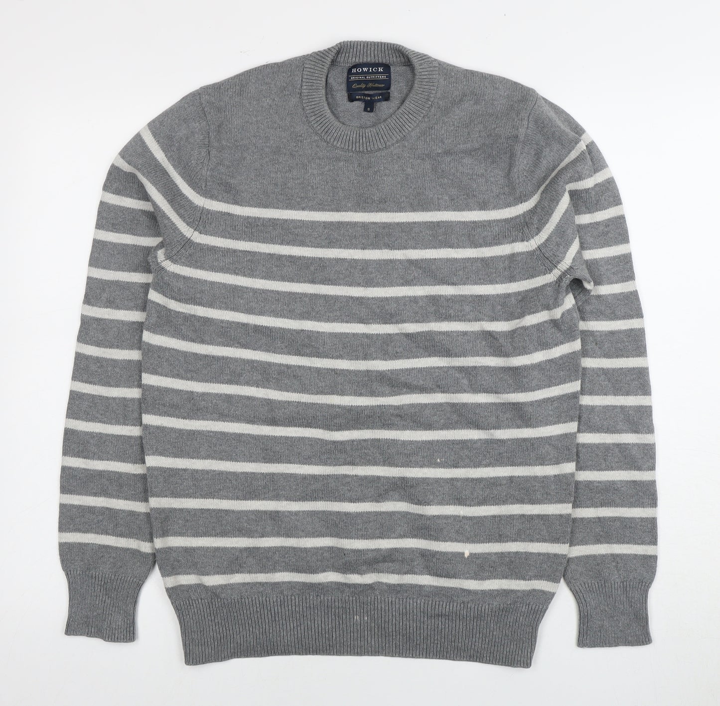 Howick Men’s Grey Striped Pullover Jumper S