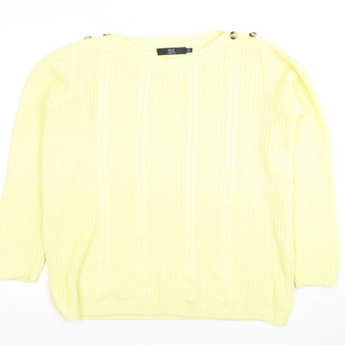 ISLE Women's Yellow Cable-Knit Pullover Jumper M