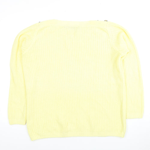 ISLE Women's Yellow Cable-Knit Pullover Jumper M