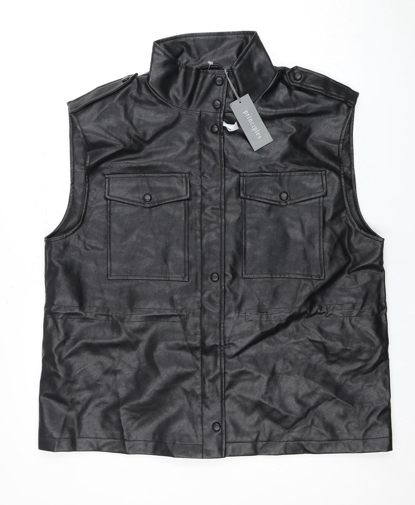 Principles Women's Black Waistcoat, Size 14, Puffer Style
