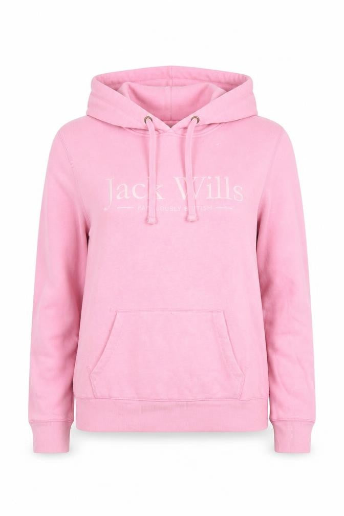 Front view of Jack Wills Women's Pink Pullover Hoodie, size 10