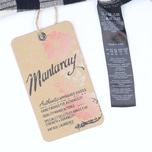 Mantaray Women Black Check Blouse with Embroidery