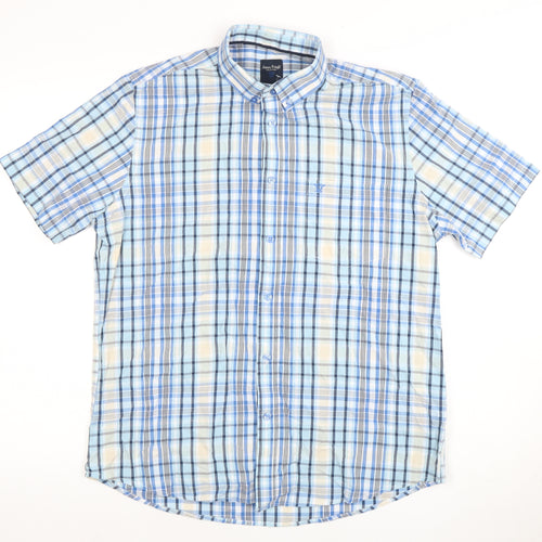 James Pringle Men's Blue Check Short Sleeve Shirt M