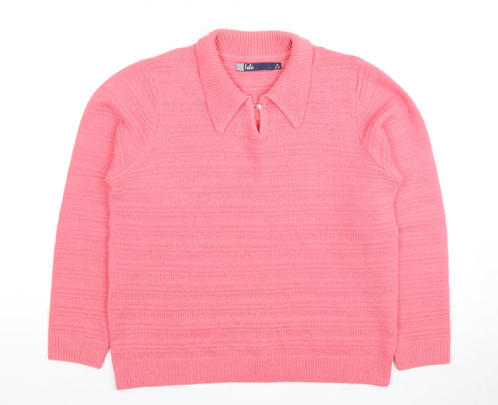 Isle Women's Pink Collared Jumper Size M
