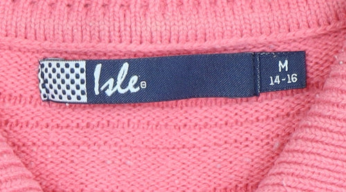 Isle Women's Pink Collared Jumper Size M