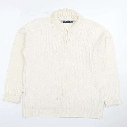 Isle Women's Ivory M Collared Cable-Knit Jumper