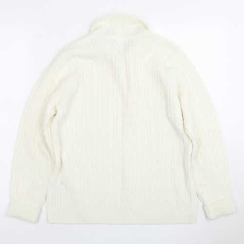 Isle Women's Ivory M Collared Cable-Knit Jumper