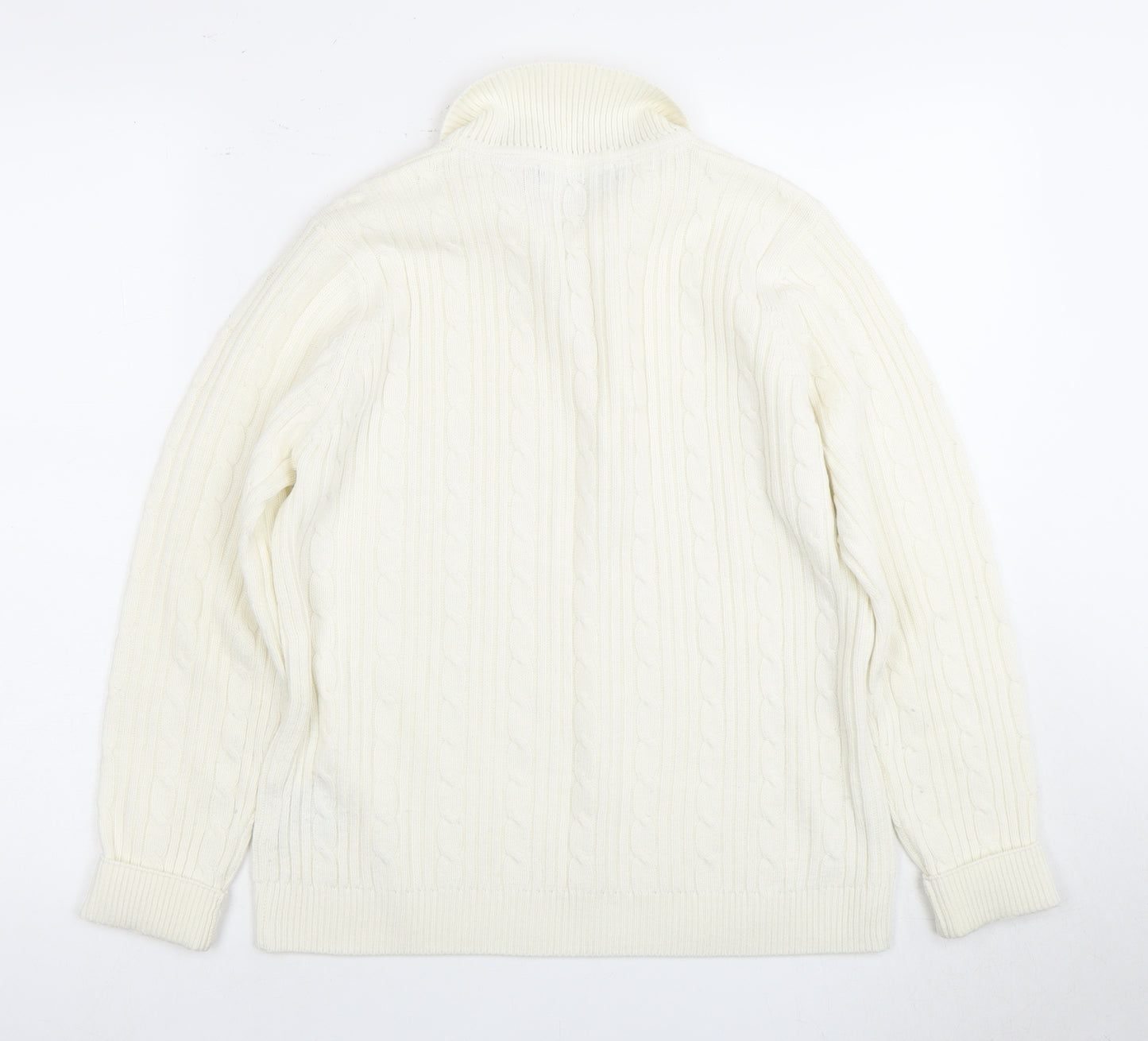 Isle Women's Ivory M Collared Cable-Knit Jumper