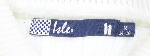 Isle Women's Ivory M Collared Cable-Knit Jumper
