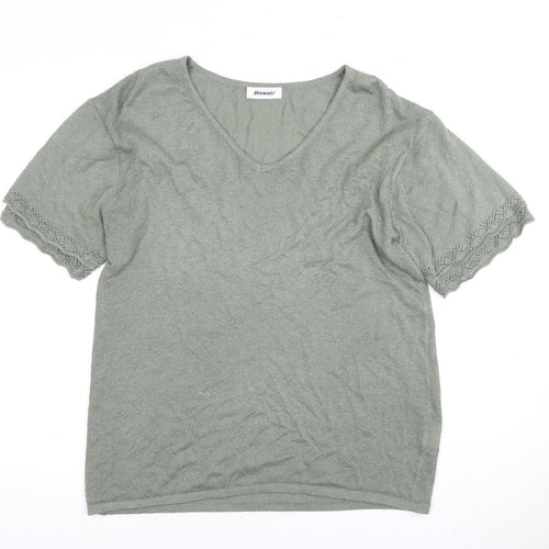 Damart Women's Green V-Neck Knit Top Size 16