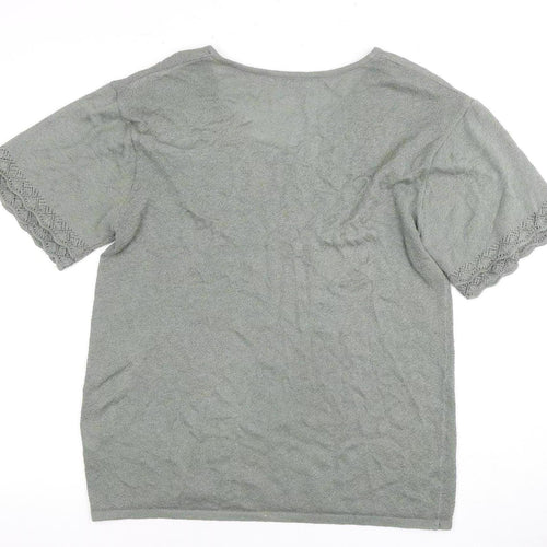 Damart Women's Green V-Neck Knit Top Size 16