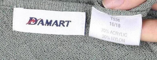 Damart Women's Green V-Neck Knit Top Size 16