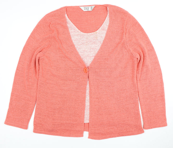 TIGI Women's Pink Cardigan V-Neck Size 18