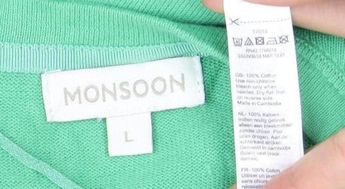 Monsoon Women's Green Cardigan, Size L, Cotton Knit