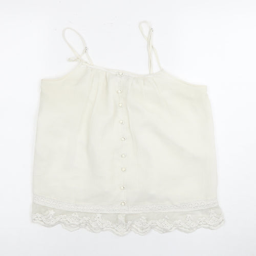 Vero Moda Women's White Camisole M Button Accent