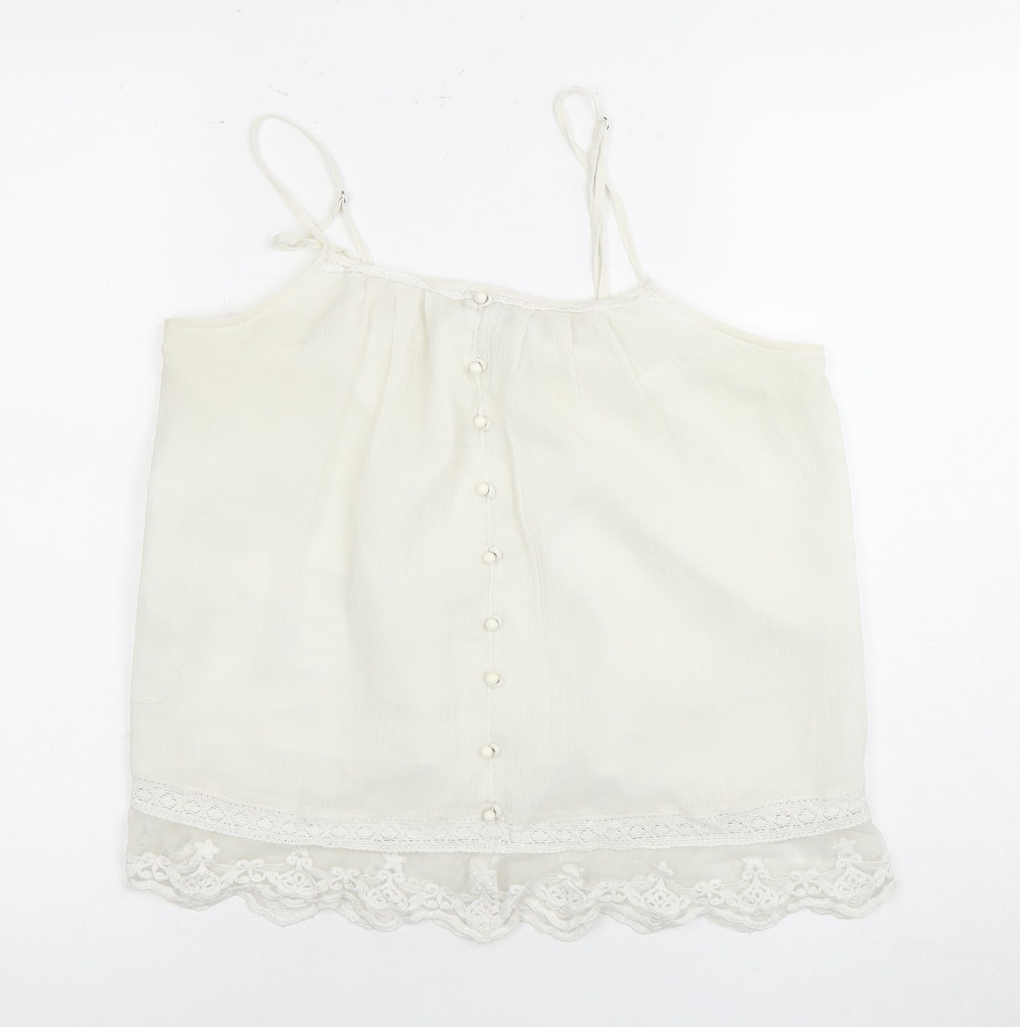 Vero Moda Women's White Camisole M Button Accent