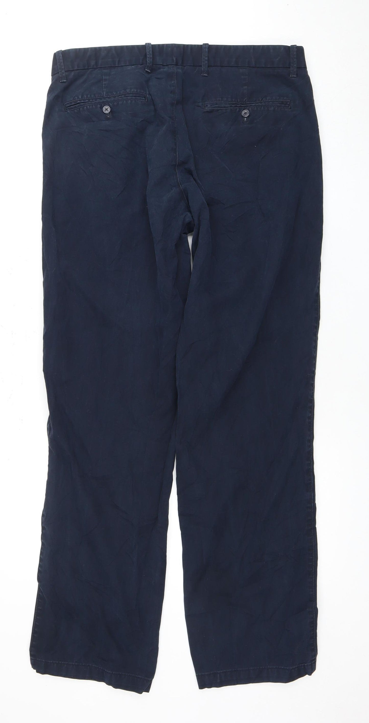 GAP Men's 34 Blue Relaxed Cotton Trousers
