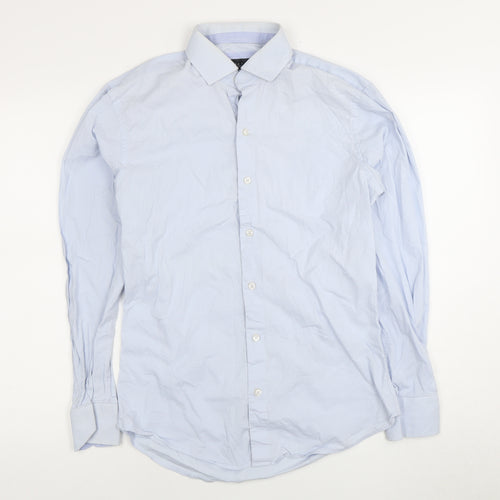Benetti Men's Blue Cotton Dress Shirt 15.5 Tapered