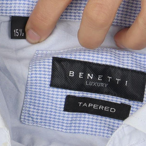 Benetti Men's Blue Cotton Dress Shirt 15.5 Tapered