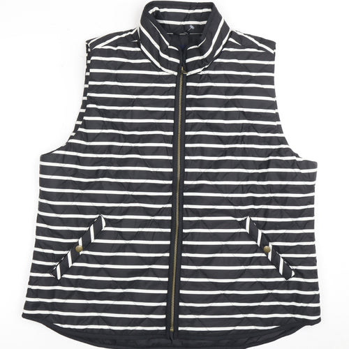 Gap Women's Black Striped Quilted Waistcoat, Size 16