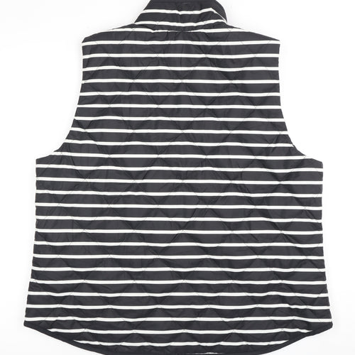 Gap Women's Black Striped Quilted Waistcoat, Size 16