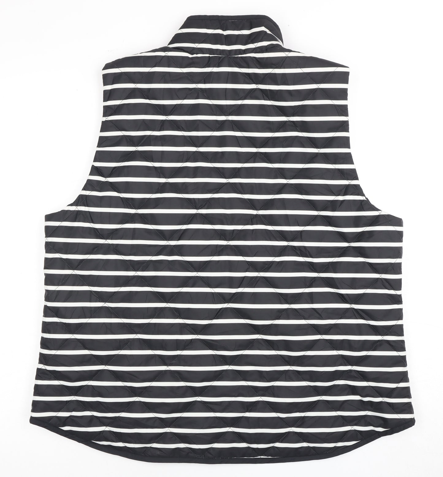 Gap Women's Black Striped Quilted Waistcoat, Size 16