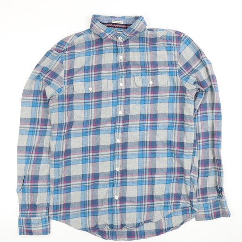 Regatta Men's Slim Fit Blue Plaid Flannel Shirt