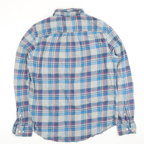 Regatta Men's Slim Fit Blue Plaid Flannel Shirt
